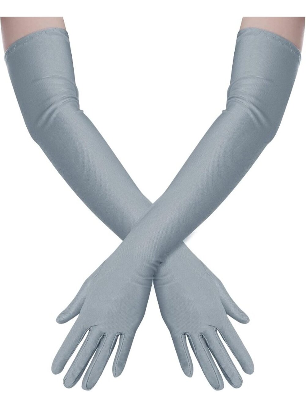 Women's Grey 1920s Costume Dress Elbow Length 21 inch Long Opera Satin Gloves
